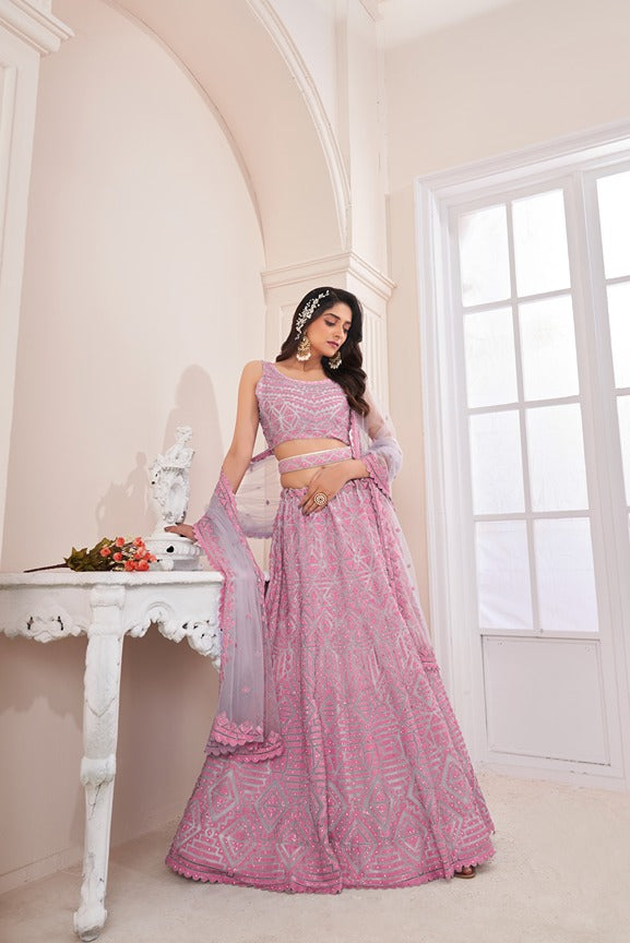 Girlish Trendy Pink Lehenga Choli Set ClothsVilla