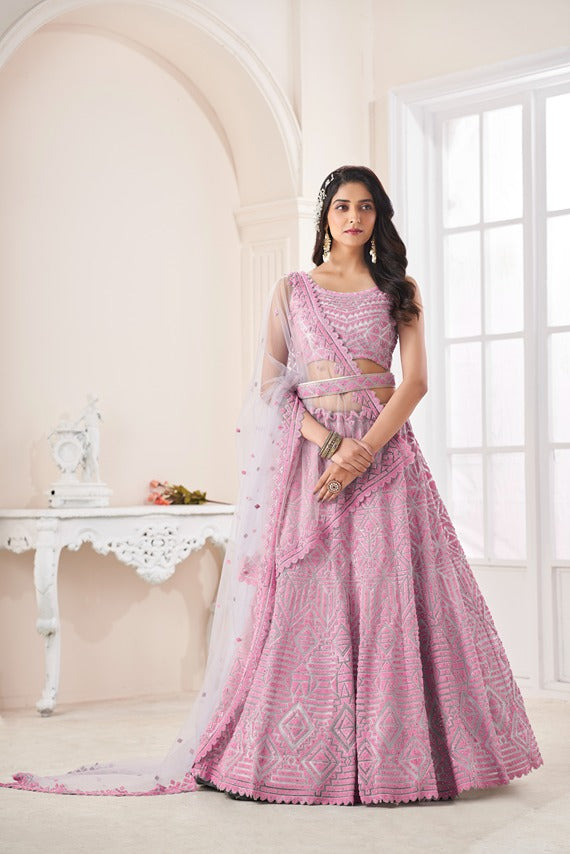 Girlish Trendy Pink Lehenga Choli Set ClothsVilla