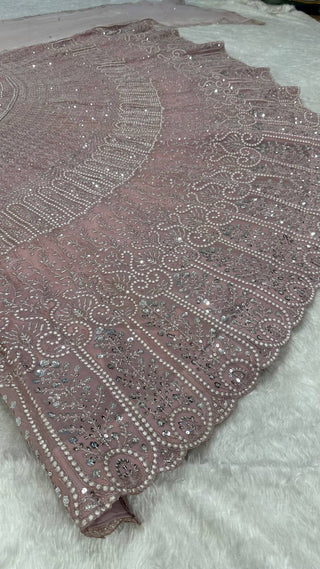 Pink Lehenga with Sequins, Resham Dori work ClothsVilla