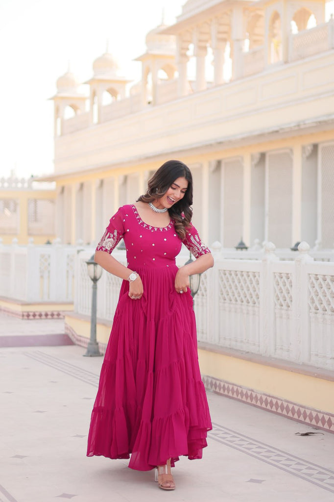 Pink Luxe Zari & Sequin Embroidered Gown ClothsVilla