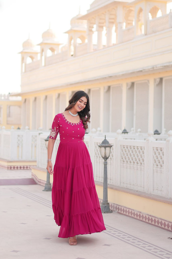 Pink Luxe Zari & Sequin Embroidered Gown ClothsVilla