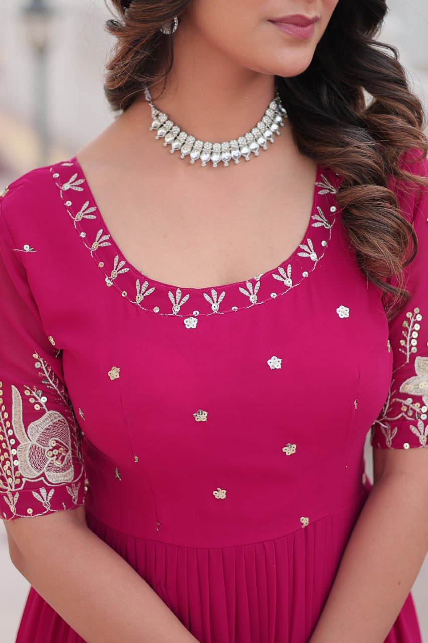 Pink Luxe Zari & Sequin Embroidered Gown ClothsVilla