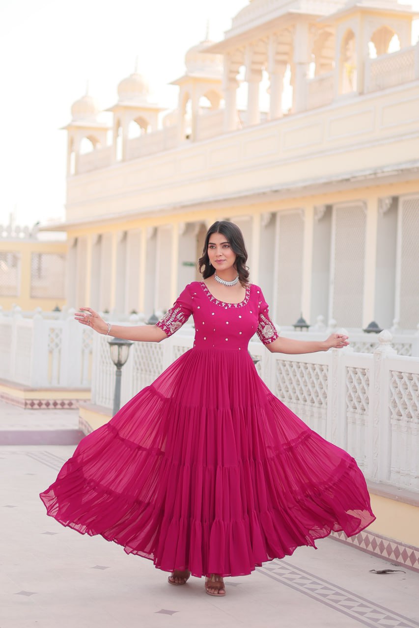 Pink Luxe Zari & Sequin Embroidered Gown ClothsVilla