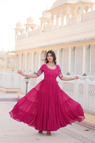 Pink Luxe Zari & Sequin Embroidered Gown ClothsVilla