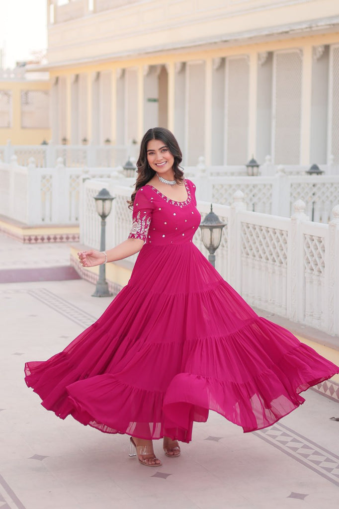 Pink Luxe Zari & Sequin Embroidered Gown ClothsVilla