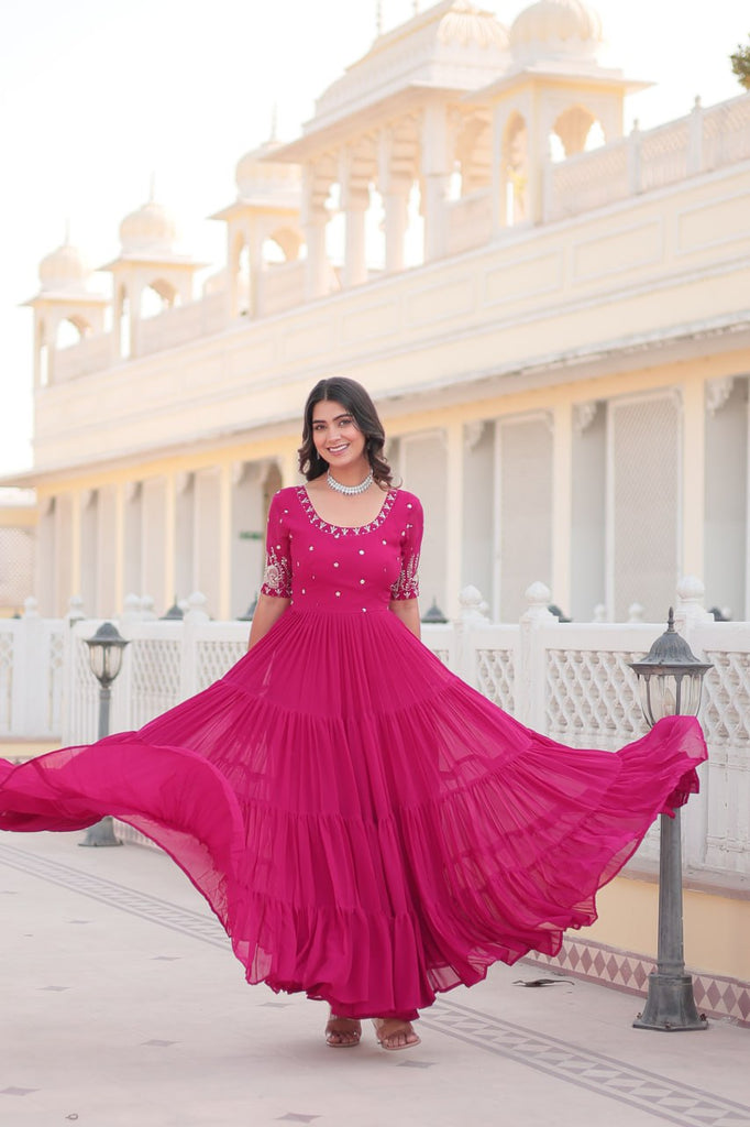 Pink Luxe Zari & Sequin Embroidered Gown ClothsVilla