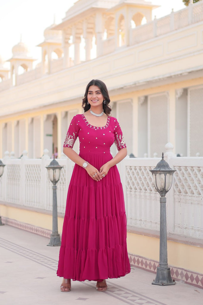 Pink Luxe Zari & Sequin Embroidered Gown ClothsVilla