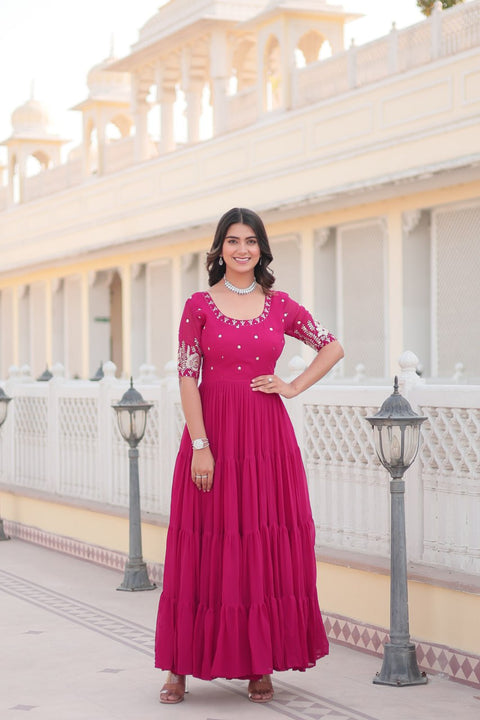 Pink Luxe Zari & Sequin Embroidered Gown ClothsVilla Main image