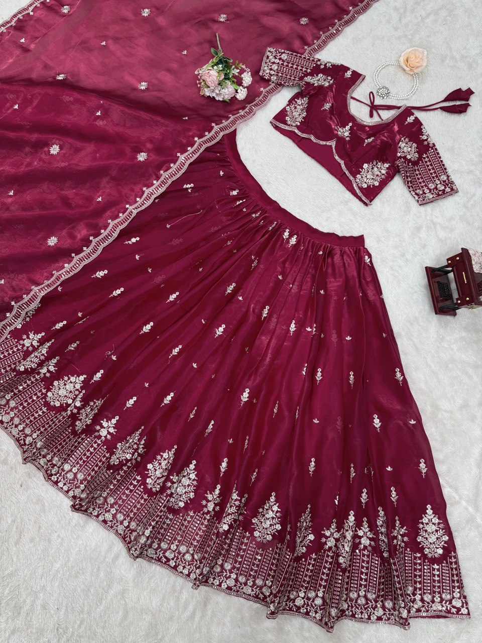 Pink Luxurious Jimi Choo Semi-Stitched Lehenga Choli Set Clothsvilla