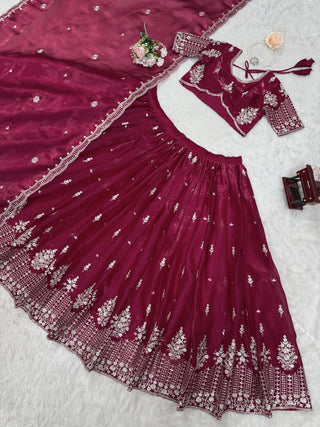 Pink Luxurious Jimi Choo Semi-Stitched Lehenga Choli Set Clothsvilla