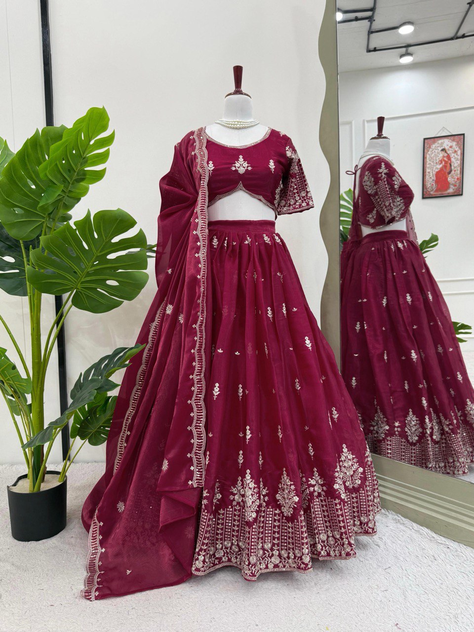Pink Luxurious Jimi Choo Semi-Stitched Lehenga Choli Set Clothsvilla