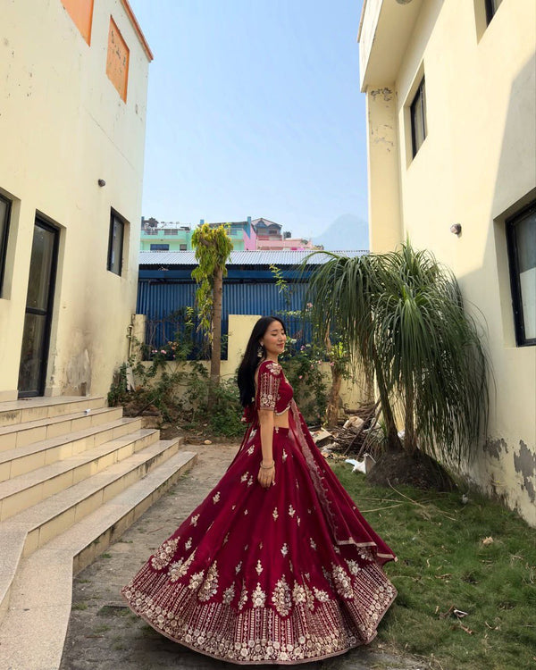 Pink Luxurious Jimi Choo Semi-Stitched Lehenga Choli Set Clothsvilla