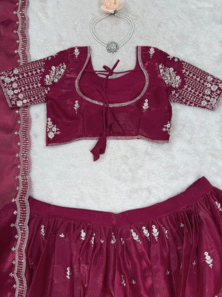 Pink Luxurious Jimi Choo Semi-Stitched Lehenga Choli Set Clothsvilla