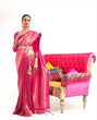 Load image into Gallery viewer, Pink Luxurious Silk Jacquard Saree with Blouse Piece – Perfect for Festivals ClothsVilla