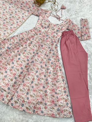 Pink Luxury Chiffon Floral Anarkali Set – Elegant & Breezy for Summer Weddings