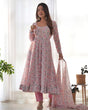 Load image into Gallery viewer, Pink Luxury Chiffon Floral Anarkali Set – Elegant &amp; Breezy for Summer Weddings