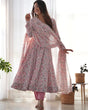 Load image into Gallery viewer, Pink Luxury Chiffon Floral Anarkali Set – Elegant &amp; Breezy for Summer Weddings