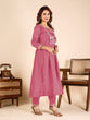 Load image into Gallery viewer, Pink Mirror Work Kurta Pant Set ClothsVilla