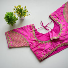 Load image into Gallery viewer, Pink Mulmul Silk Blouse with Golden Embroidery and Sequins ClothsVilla