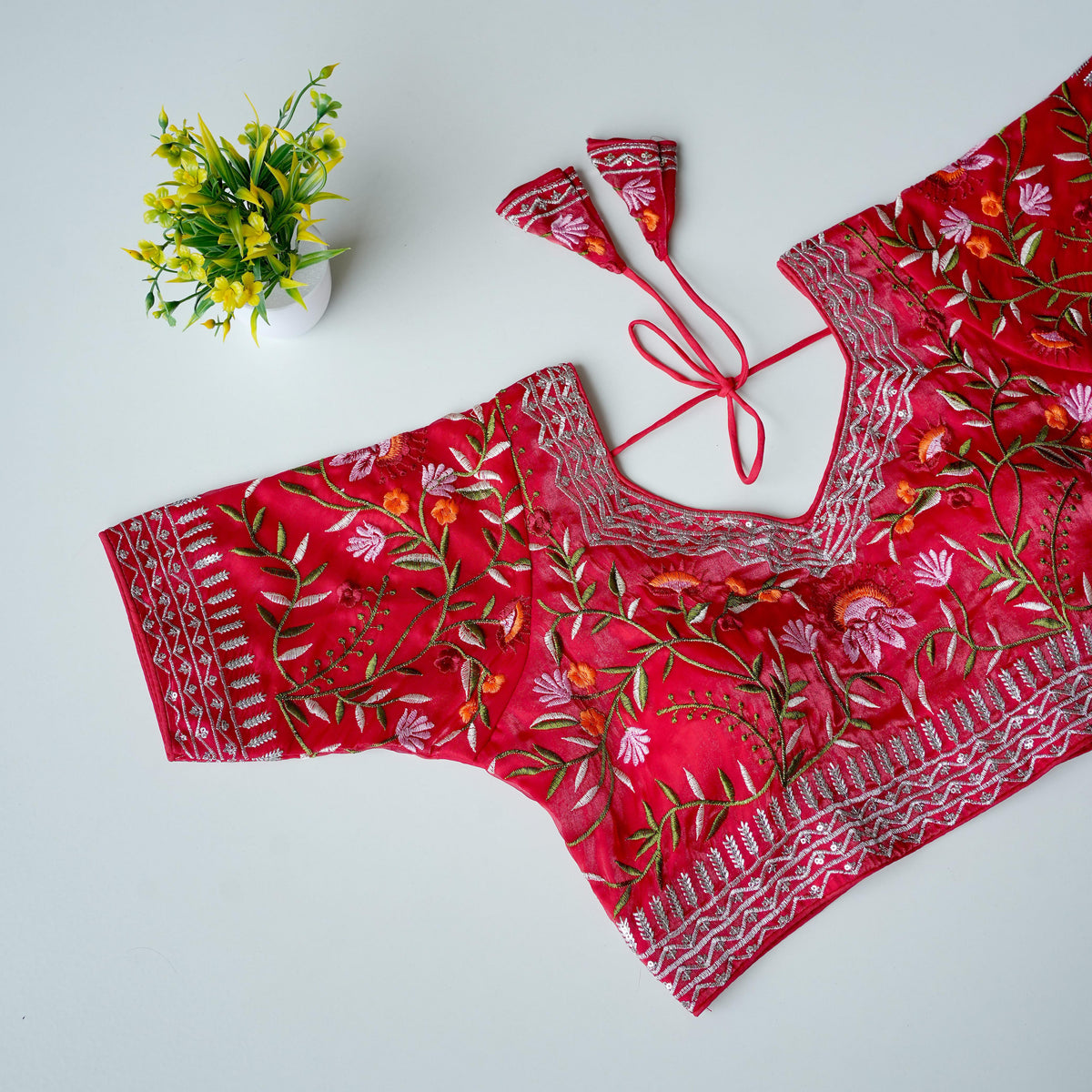 Pink Multi-Color Embroidered Jimmy Choo Silk Blouse ClothsVilla Main image