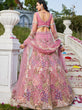 Load image into Gallery viewer, Pink Multi-Color Sequin Embroidered Net Lehenga Choli Dupatta Set ClothsVilla