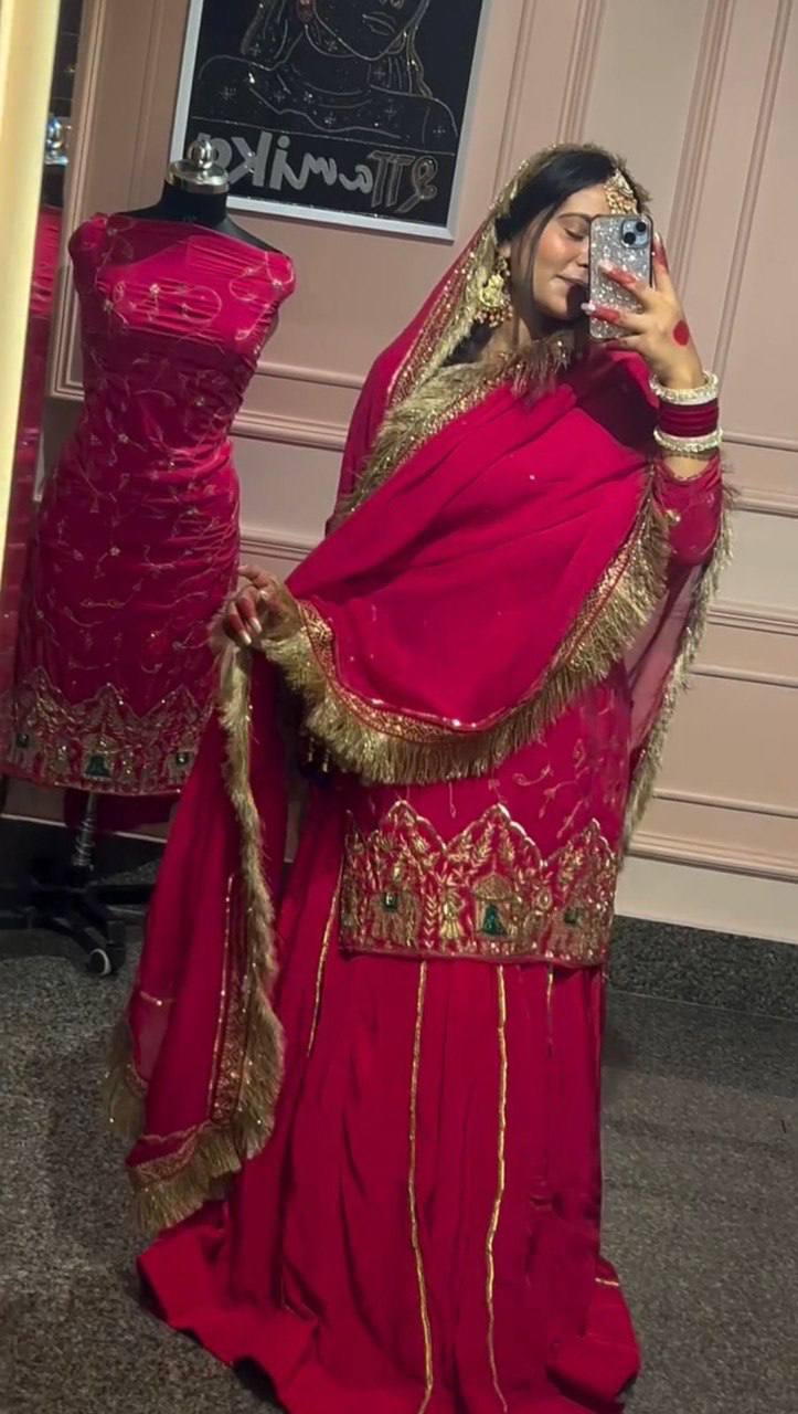 Pink Natural Crepe Silk Lehenga Set with Bead & Sequin Detailing ClothsVilla Main image
