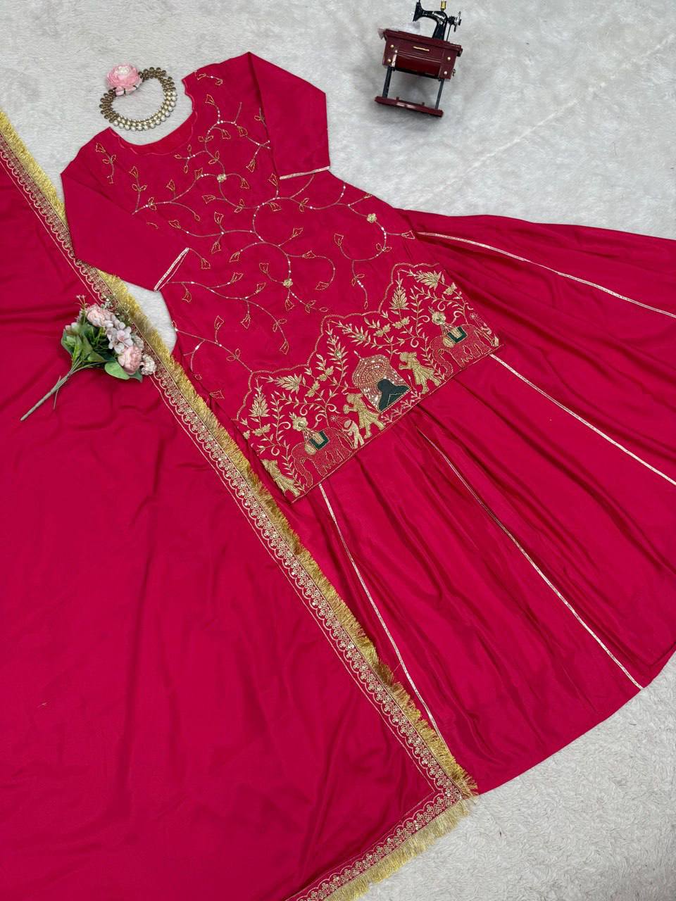 Pink Natural Crepe Silk Lehenga Set with Bead & Sequin Detailing ClothsVilla