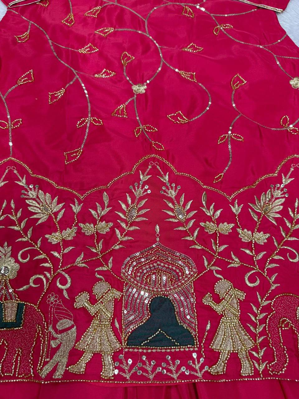 Pink Natural Crepe Silk Lehenga Set with Bead & Sequin Detailing ClothsVilla