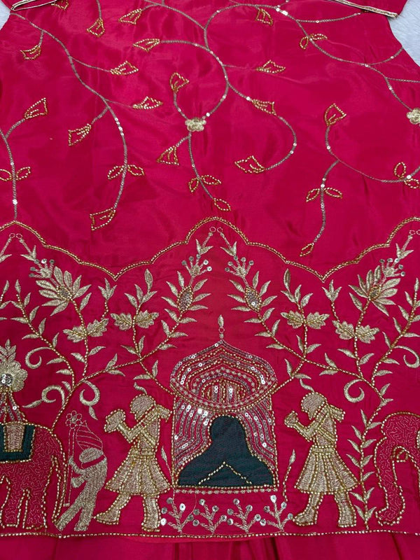 Pink Natural Crepe Silk Lehenga Set with Bead & Sequin Detailing ClothsVilla