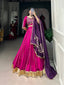 Pink Navratri Glow Chanderi Lehenga with Zari and Gota Patti Elegance