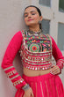 Load image into Gallery viewer, Pink Navratri Special Roman Fabric Lehenga Choli with Kutchi Gamthi &amp; Mirror Work ClothsVilla