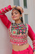 Load image into Gallery viewer, Pink Navratri Special Roman Fabric Lehenga Choli with Kutchi Gamthi &amp; Mirror Work ClothsVilla