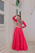 Load image into Gallery viewer, Pink Navratri Special Roman Fabric Lehenga Choli with Kutchi Gamthi &amp; Mirror Work ClothsVilla