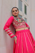 Load image into Gallery viewer, Pink Navratri Special Roman Fabric Lehenga Choli with Kutchi Gamthi &amp; Mirror Work ClothsVilla