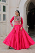 Load image into Gallery viewer, Pink Navratri Special Roman Fabric Lehenga Choli with Kutchi Gamthi &amp; Mirror Work ClothsVilla