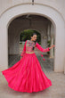 Load image into Gallery viewer, Pink Navratri Special Roman Fabric Lehenga Choli with Kutchi Gamthi &amp; Mirror Work ClothsVilla