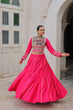 Load image into Gallery viewer, Pink Navratri Special Roman Fabric Lehenga Choli with Kutchi Gamthi &amp; Mirror Work ClothsVilla