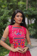 Load image into Gallery viewer, Pink Navratri Special Roman Fabric Lehenga Choli with Kutchi Gamthi &amp; Mirror Work ClothsVilla