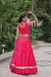 Load image into Gallery viewer, Pink Navratri Special Roman Fabric Lehenga Choli with Kutchi Gamthi &amp; Mirror Work ClothsVilla