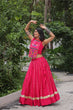 Load image into Gallery viewer, Pink Navratri Special Roman Fabric Lehenga Choli with Kutchi Gamthi &amp; Mirror Work ClothsVilla