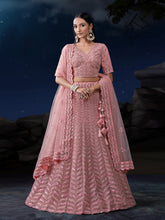 Load image into Gallery viewer, Pink Net Lehenga Choli Set with Dazzling Embroidery ClothsVilla