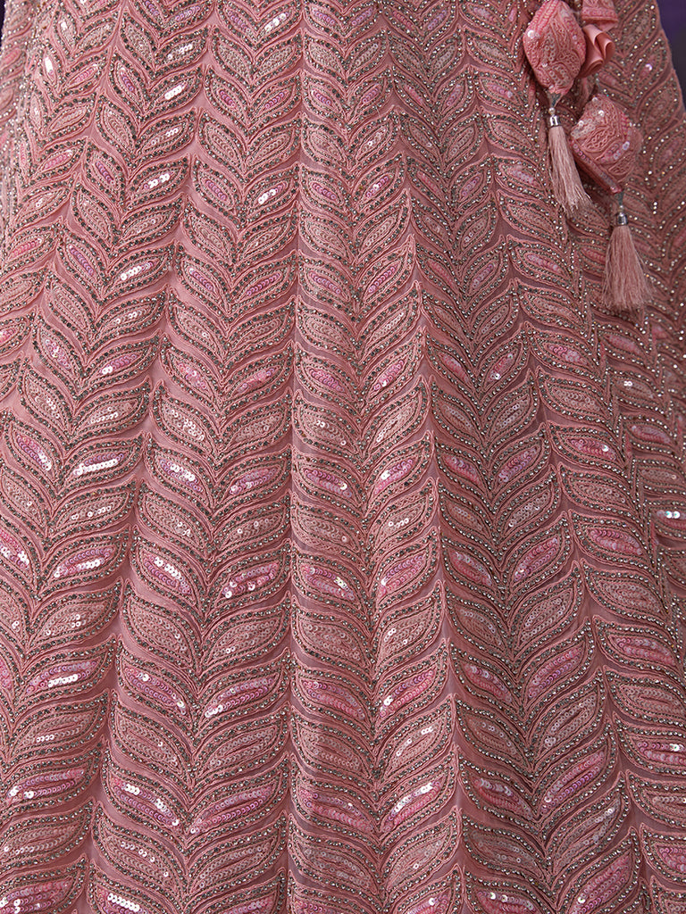 Pink Net Lehenga Choli Set with Dazzling Embroidery ClothsVilla