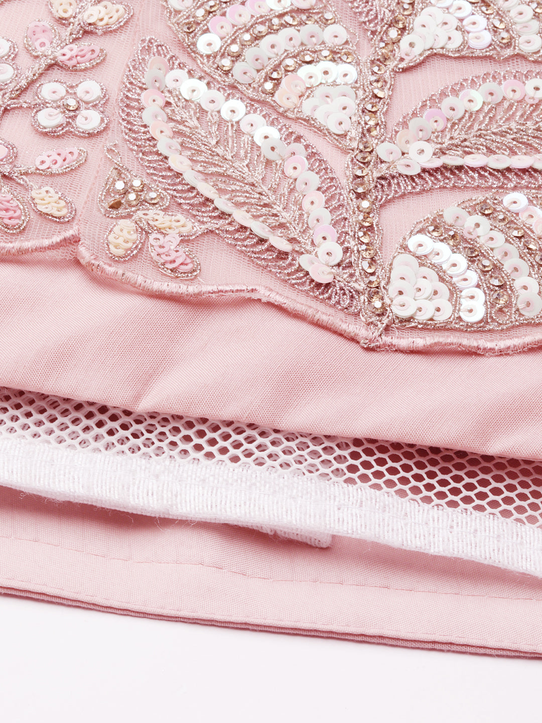 Pink Net Multi Sequins with heavy Zarkan embroidery Semi-Stitched Lehenga choli & Dupatta Clothsvilla
