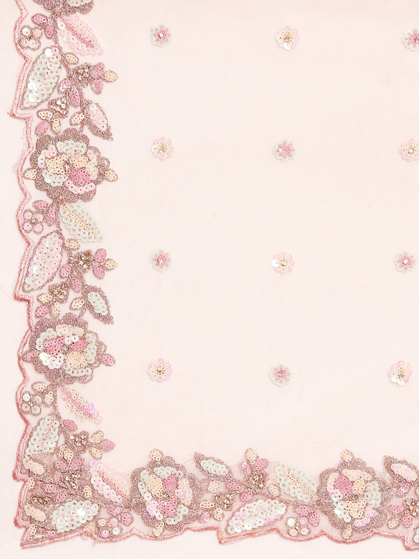 Pink Net Multi Sequins with heavy Zarkan embroidery Semi-Stitched Lehenga choli & Dupatta Clothsvilla