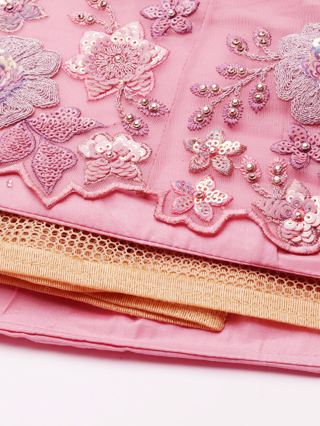 PINK Net Sequins with heavy Zarkan embroidery Semi-Stitched Lehenga choli & Dupatta Clothsvilla