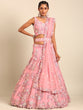 Load image into Gallery viewer, PINK Net Sequins with heavy Zarkan embroidery Semi-Stitched Lehenga choli &amp; Dupatta Clothsvilla
