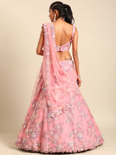 Load image into Gallery viewer, PINK Net Sequins with heavy Zarkan embroidery Semi-Stitched Lehenga choli &amp; Dupatta Clothsvilla