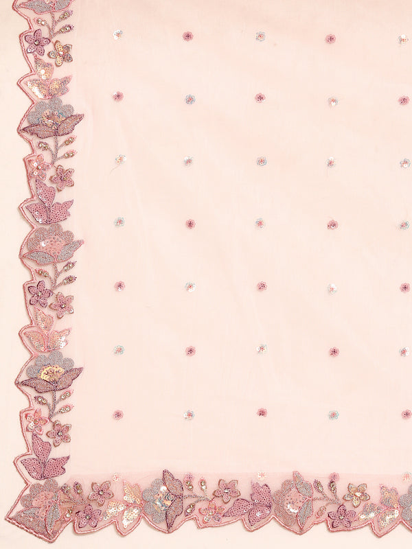 PINK Net Sequins with heavy Zarkan embroidery Semi-Stitched Lehenga choli & Dupatta Clothsvilla