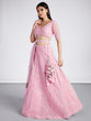 Load image into Gallery viewer, Pink Net Sequins, Zarkan and thread embroidery Semi-Stitched Lehenga choli &amp; Dupatta ClothsVilla