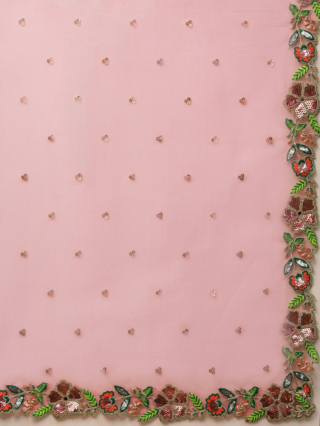 Pink Net Sequinse Cut Work Semi-Stitched Lehenga & Unstitched Blouse with Dupatta Clothsvilla